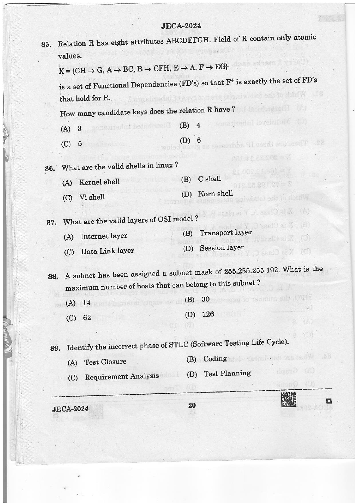 WB JECA 2024 Question Paper - Page 20