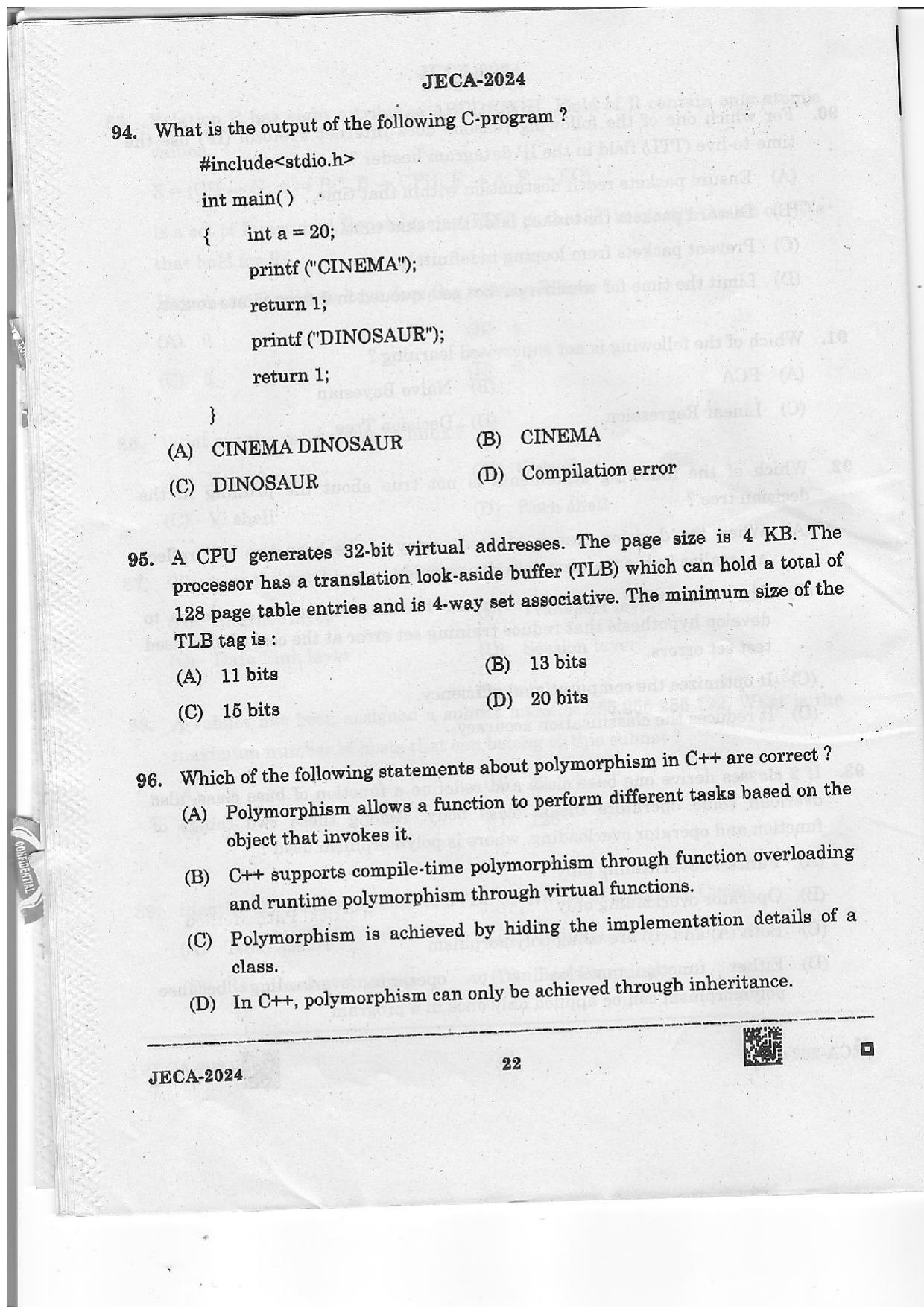 WB JECA 2024 Question Paper - Page 22