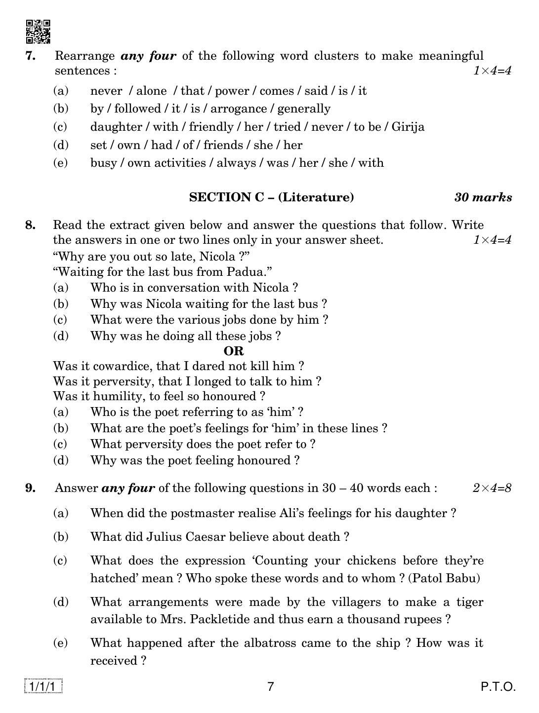 CBSE Class 10 1-1-1 ENGLISH COMM. 2019 Compartment Question Paper - Page 7