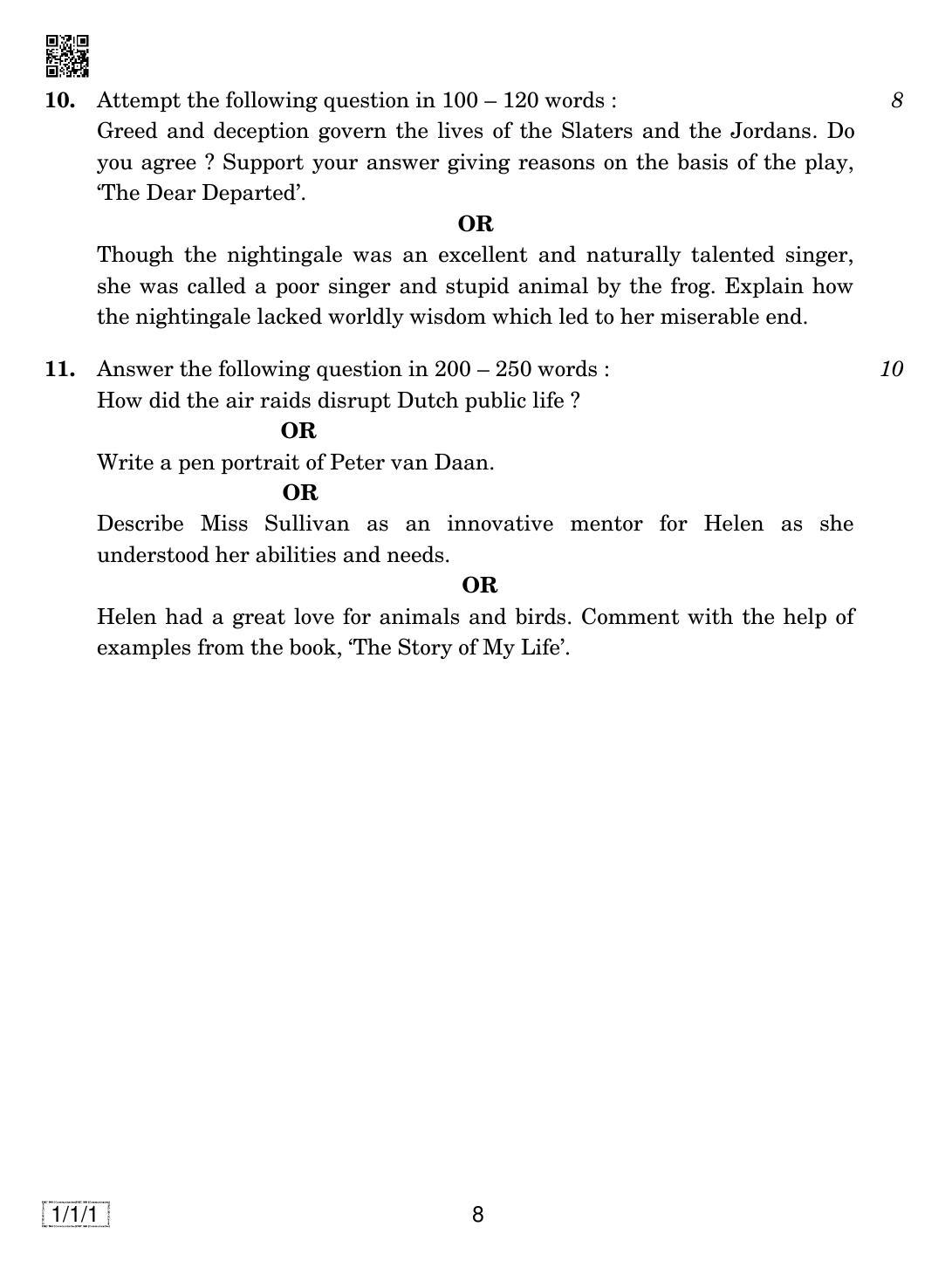 CBSE Class 10 1-1-1 ENGLISH COMM. 2019 Compartment Question Paper - Page 8