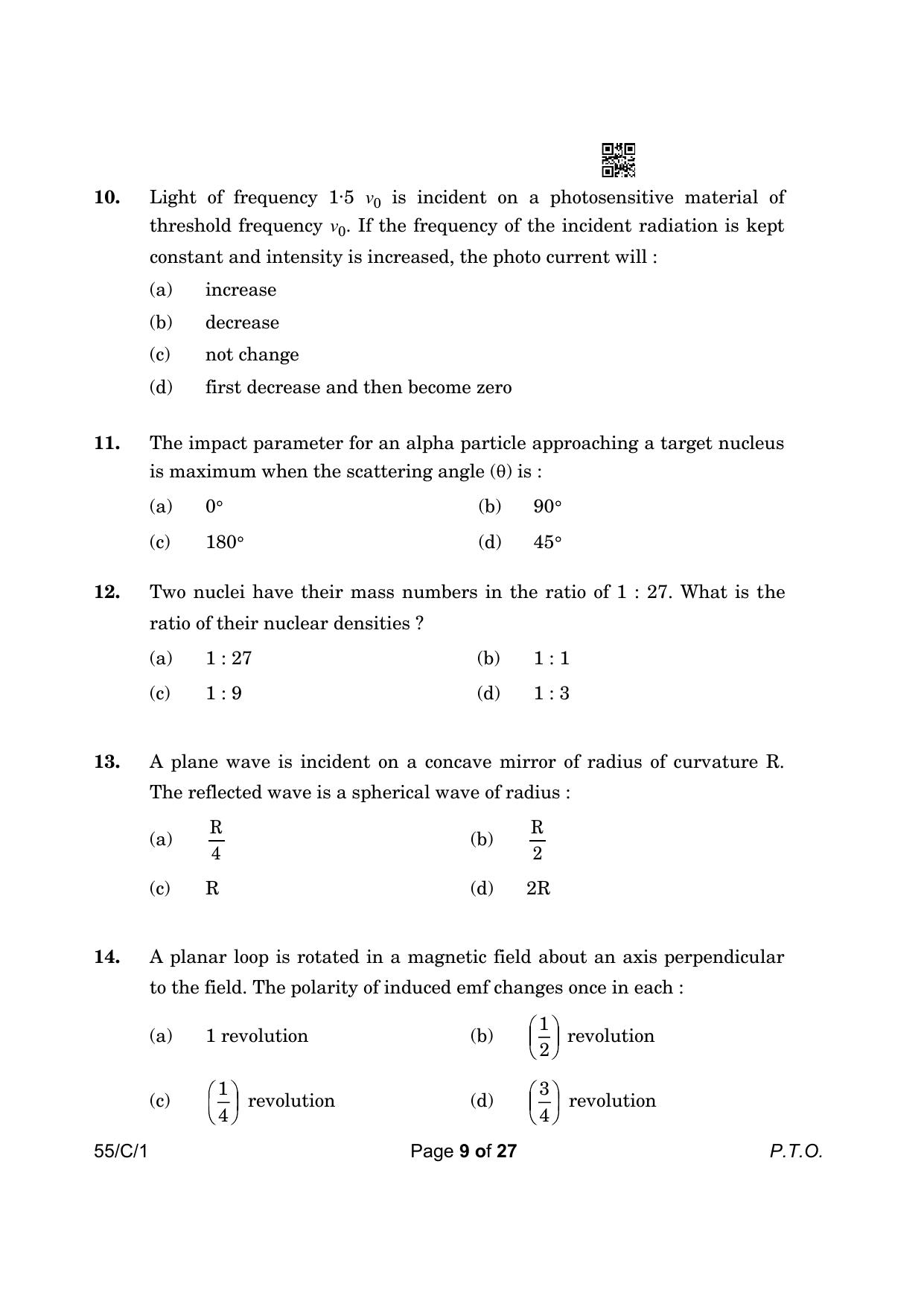 CBSE Class 12 55-1 Physics 2023 (Compartment) Question Paper - Page 9