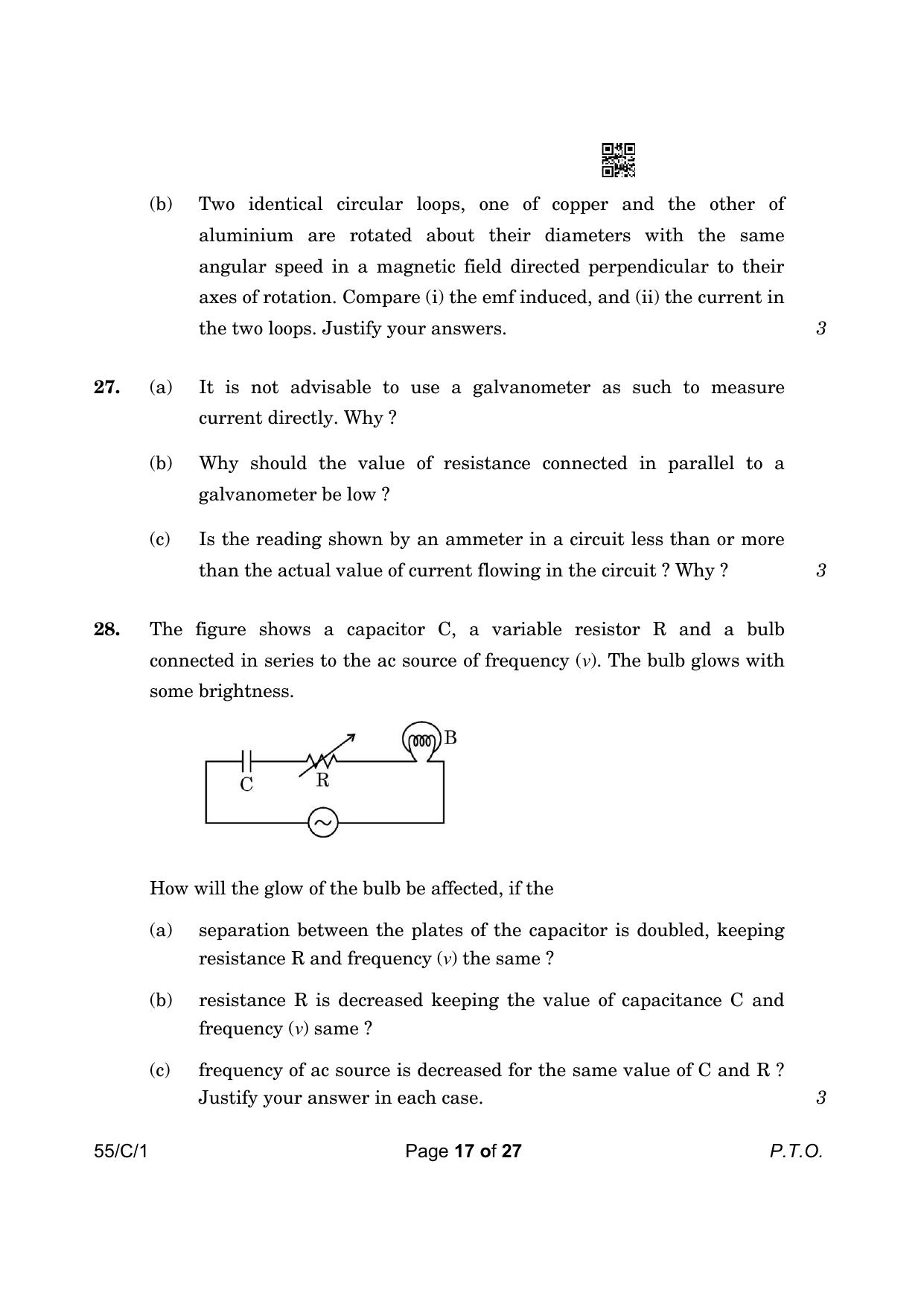 CBSE Class 12 55-1 Physics 2023 (Compartment) Question Paper - Page 17