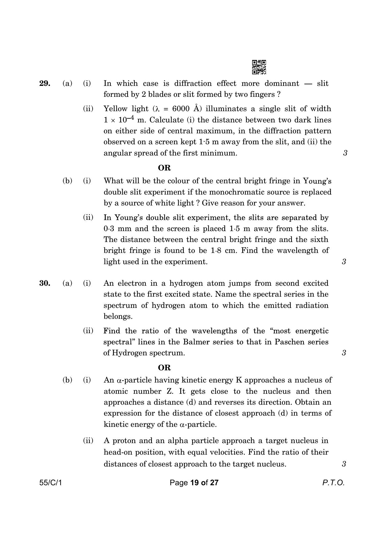 CBSE Class 12 55-1 Physics 2023 (Compartment) Question Paper - Page 19