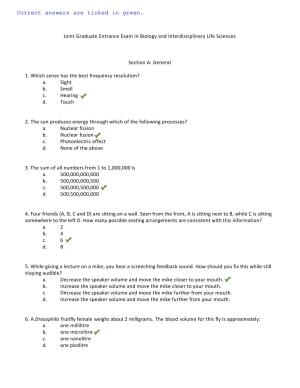 TIFR GS 2014 Biology Question Paper