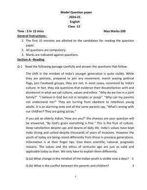 UP Board Class 12 English Model Papers 2025