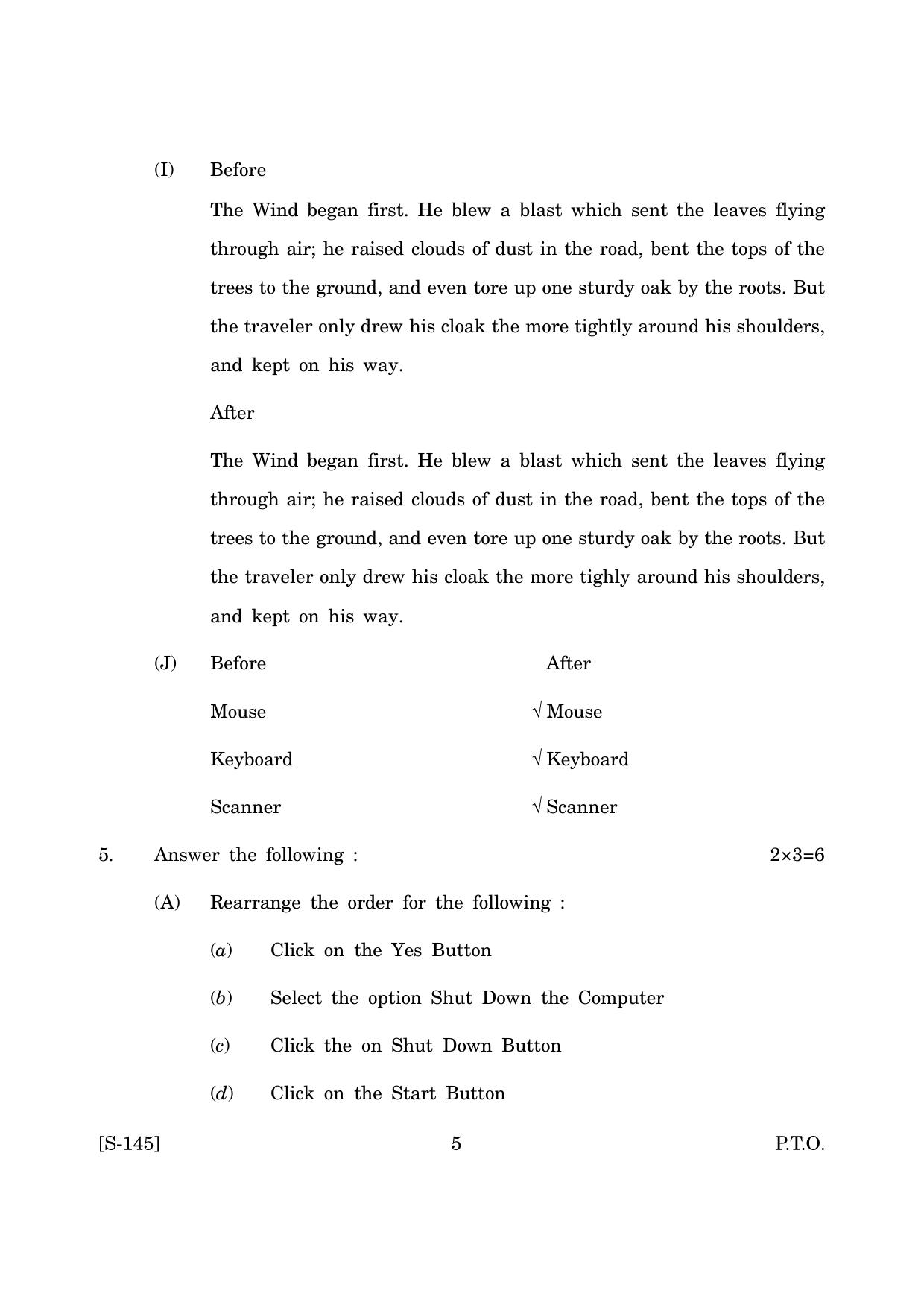 Goa Board Class 10 Word Processing (June 2019) Question Paper - Page 5