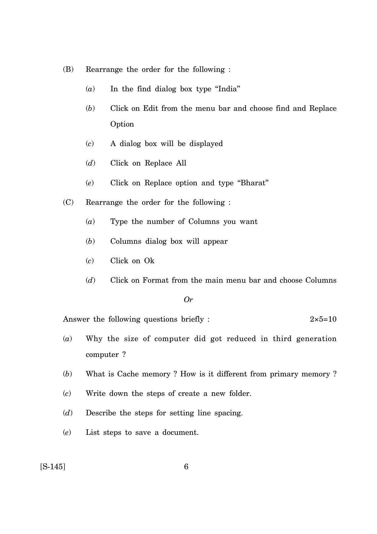 Goa Board Class 10 Word Processing  (June 2019) Question Paper - Page 6