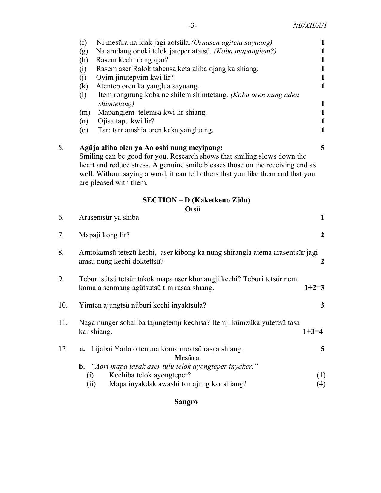 Nagaland Board Class 12 Ao 2021 Question Paper - Page 3