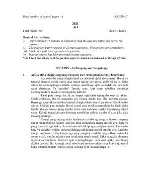 Nagaland Board Class 12 Ao 2021 Question Paper