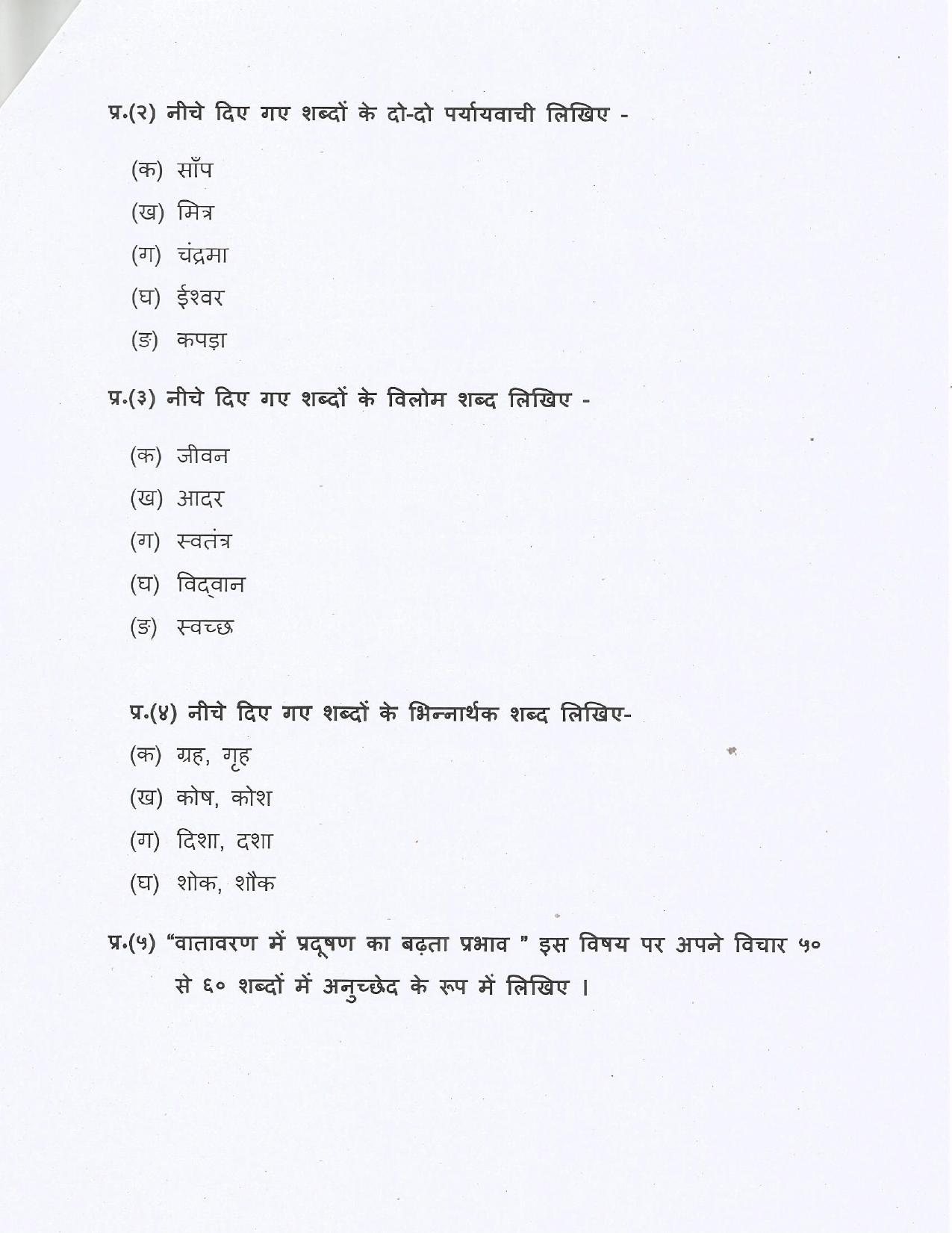 Worksheet for Class 5 Hindi Assignment 5 - Page 2