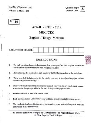 MEC CEC English/ Telugu Medium 2019
