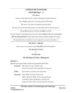 ICSE Class 10 English Paper II 2020 Question Paper