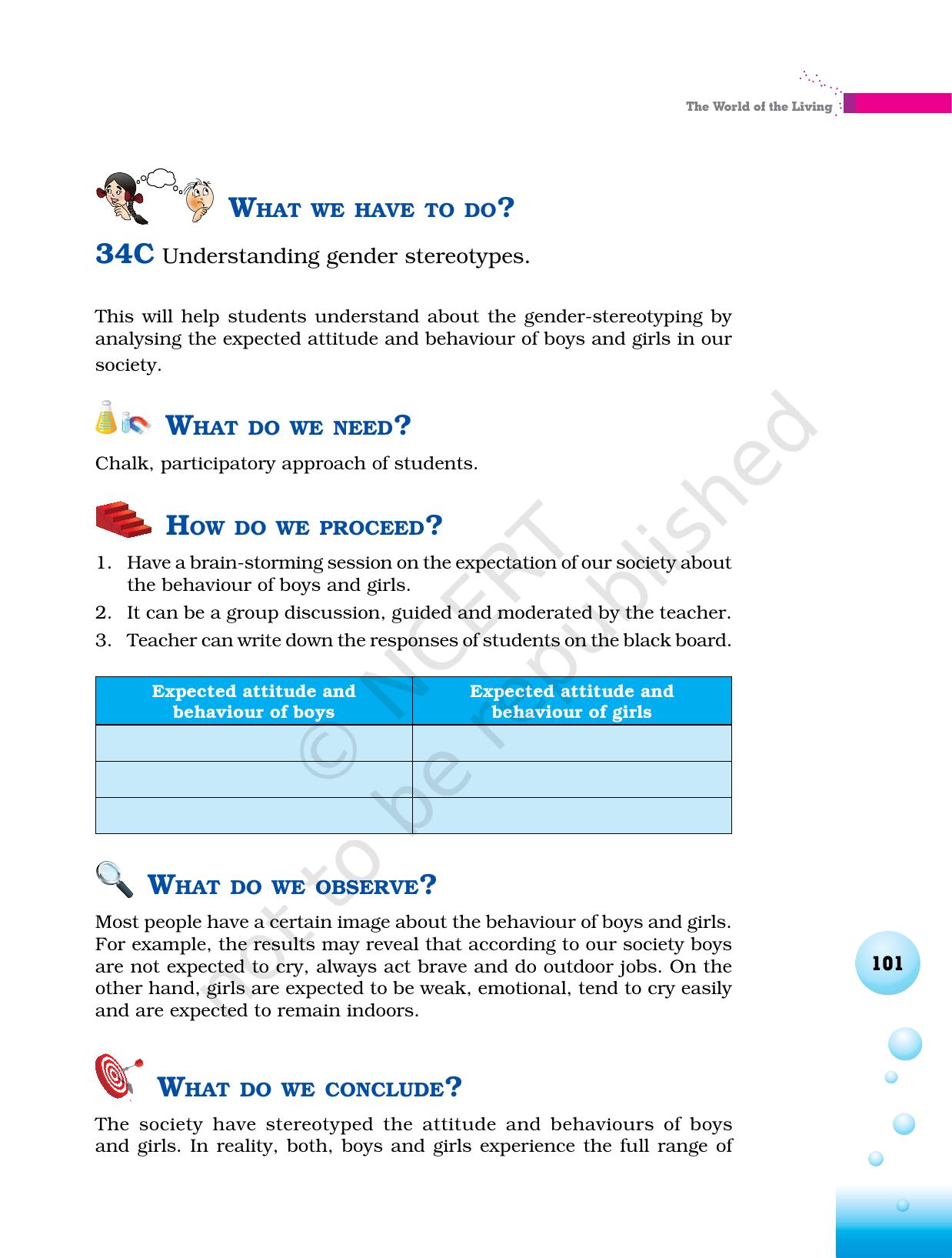 NCERT Laboratory Manuals for Class VI to VIII Science - Theme 3 The world of the living - Page 33
