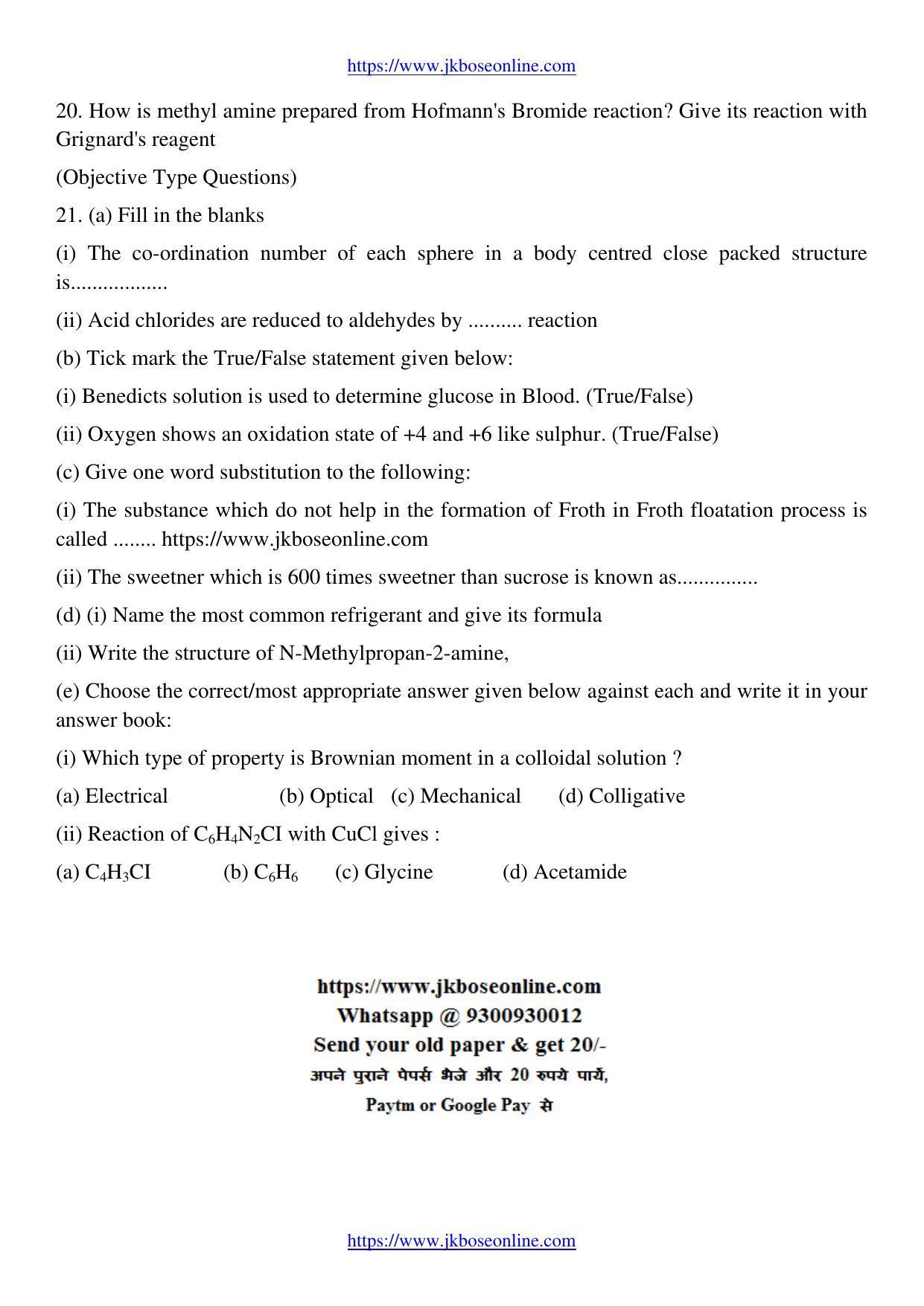 JKBOSE Class 12 Chemistry Question Papers 2011 (9318-B) - Page 3