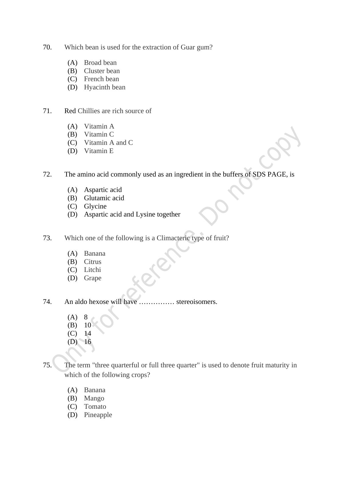 CUSAT CAT 2021 Food Science Question Paper - Page 13