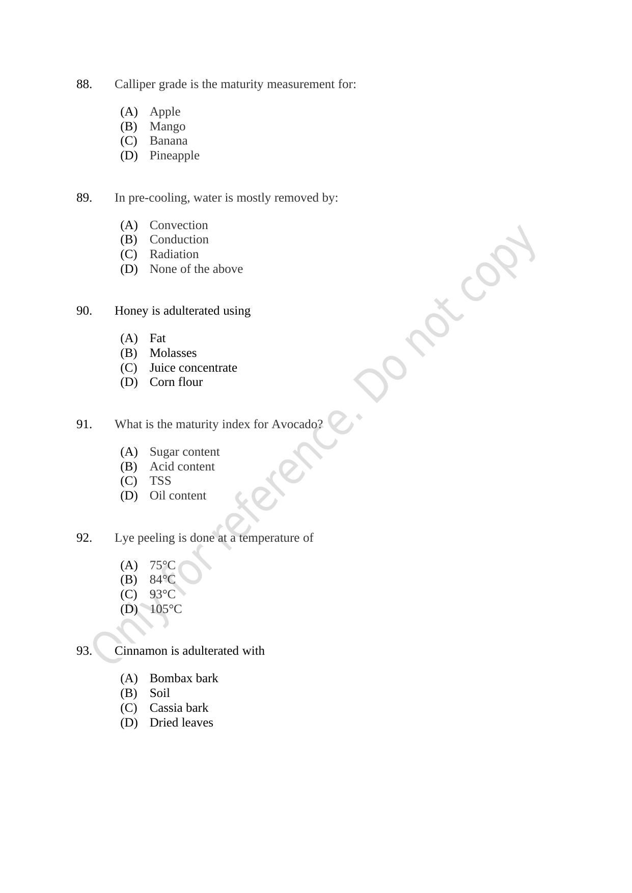 CUSAT CAT 2021 Food Science Question Paper - Page 16