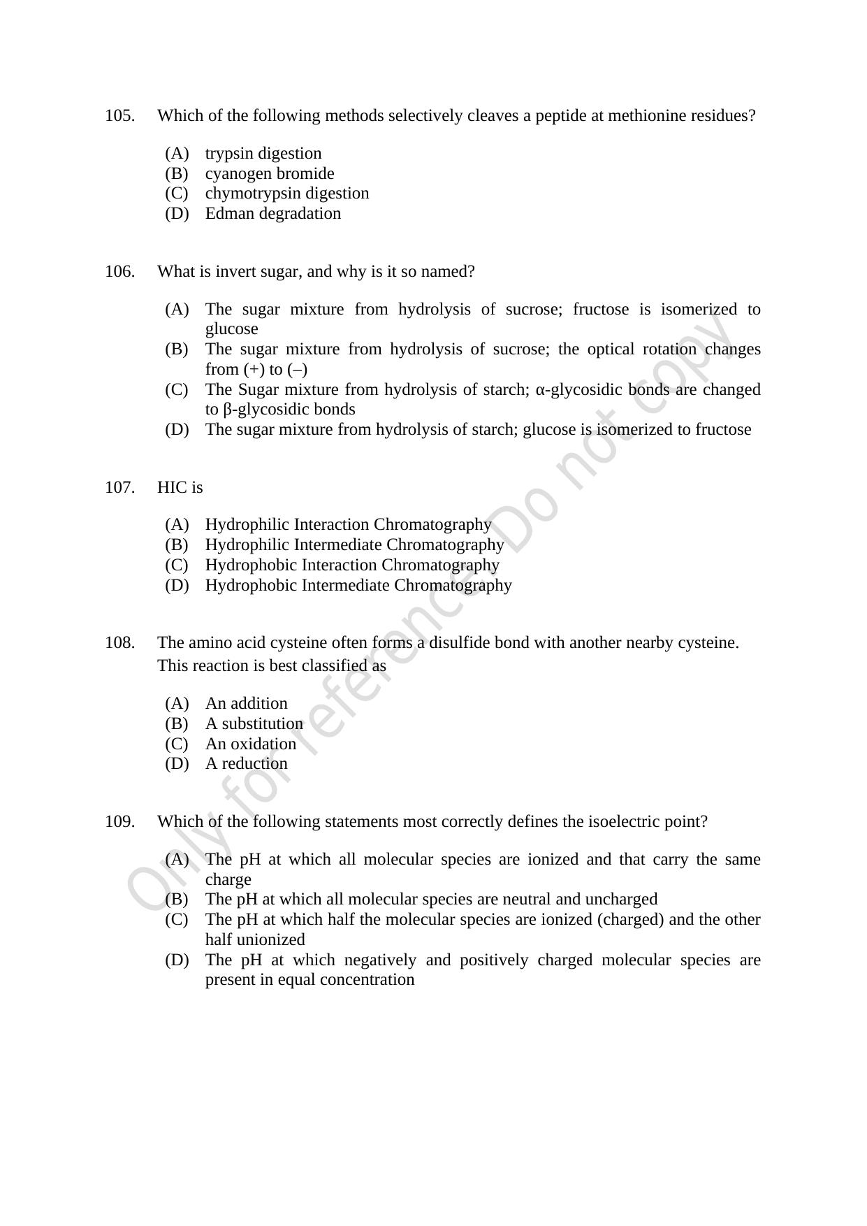 CUSAT CAT 2021 Food Science Question Paper - Page 19