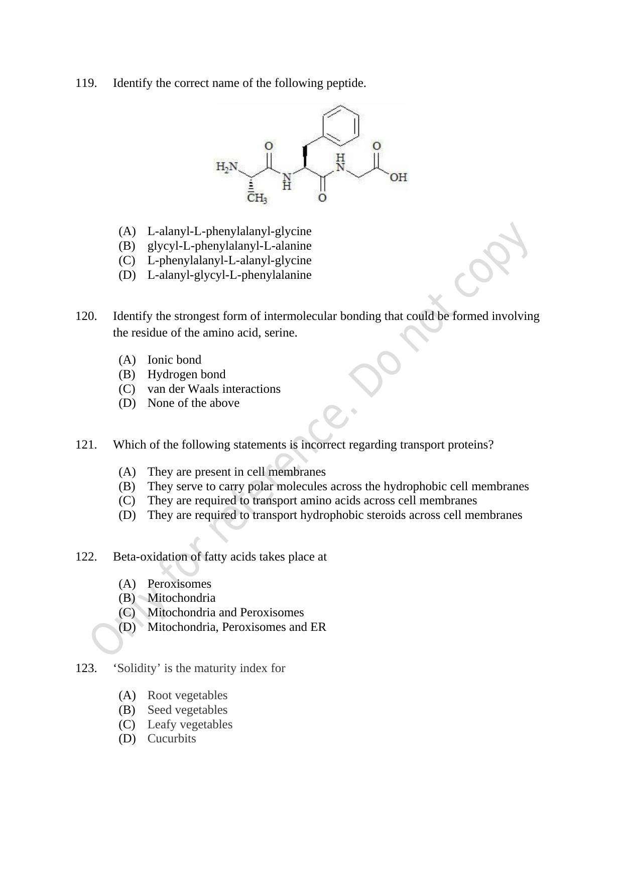 CUSAT CAT 2021 Food Science Question Paper - Page 22