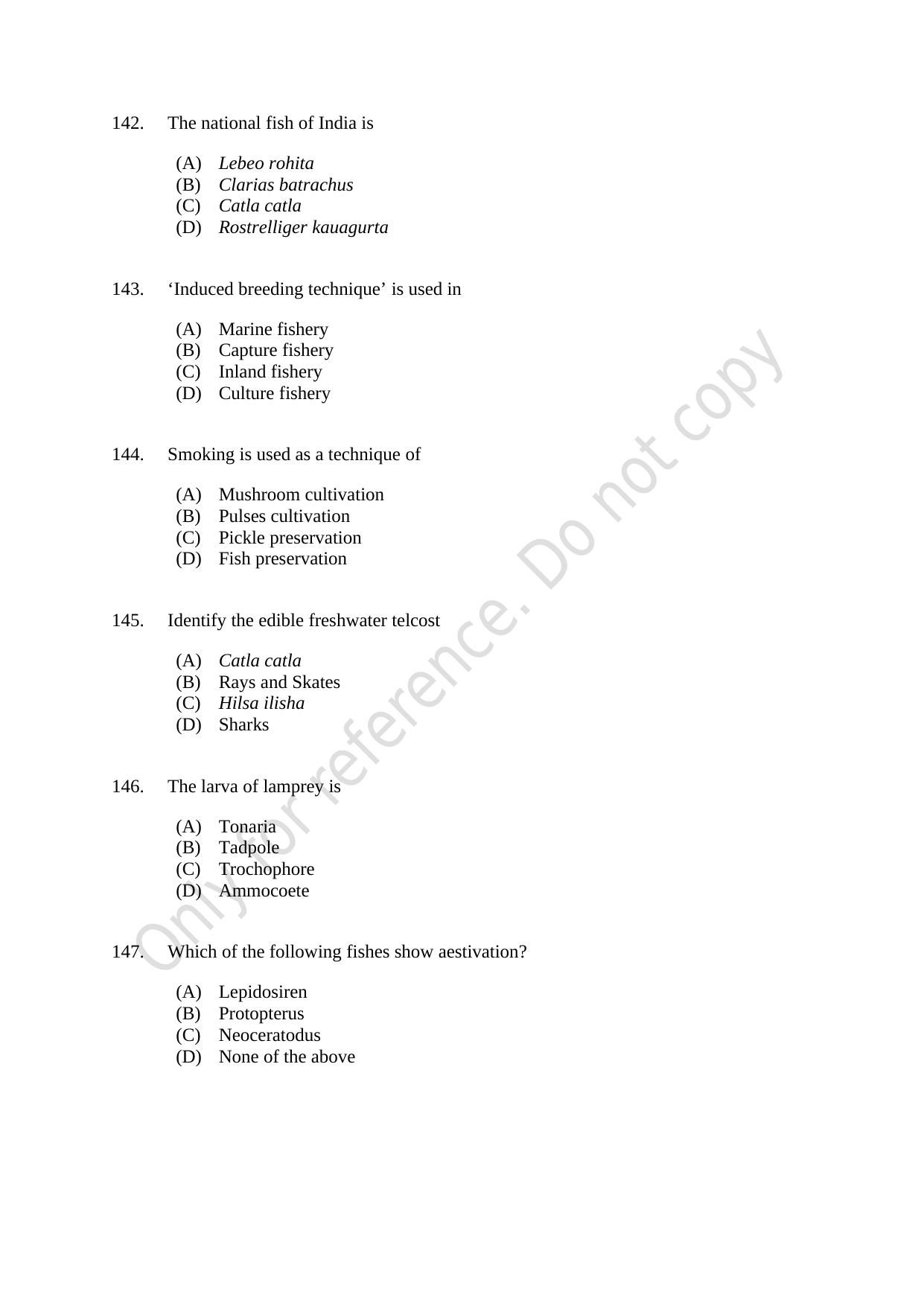 CUSAT CAT 2021 Food Science Question Paper - Page 26