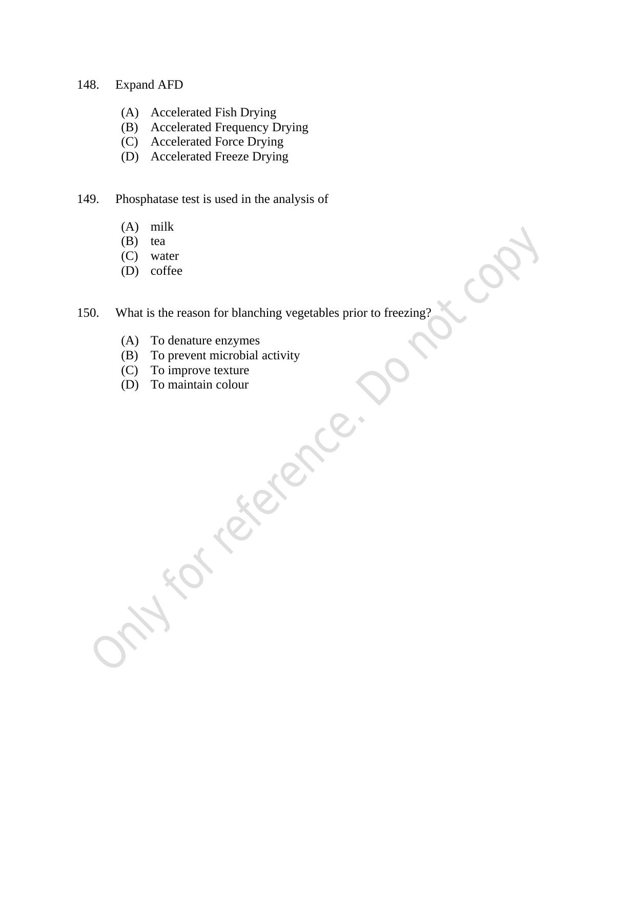CUSAT CAT 2021 Food Science Question Paper - Page 27