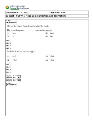 CUET (PG) 2022: PGQP-41 Mass Communication and Journalism (04-09-2022) Question Paper