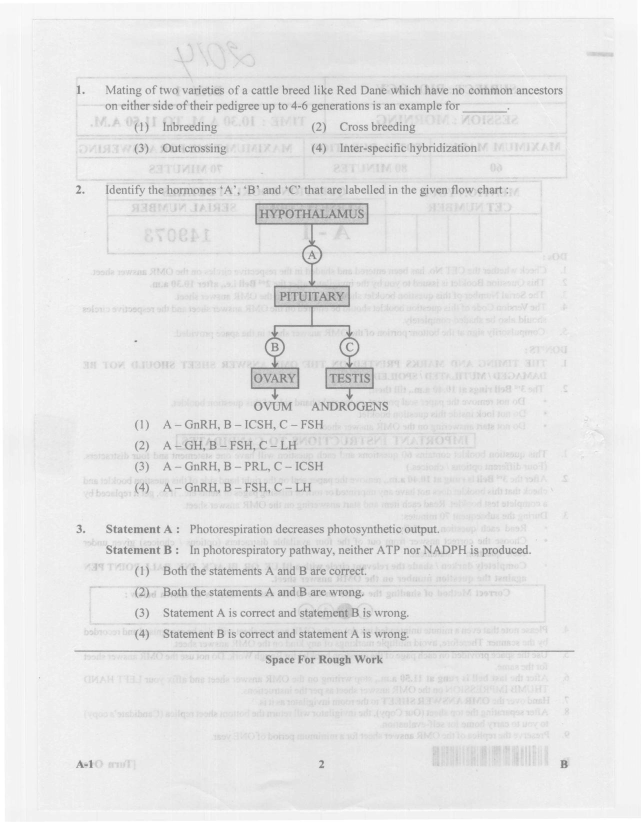 KCET Biology 2014 Question Papers - Page 2