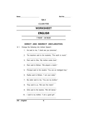 CBSE Worksheets for Class 8 English Assignment 70