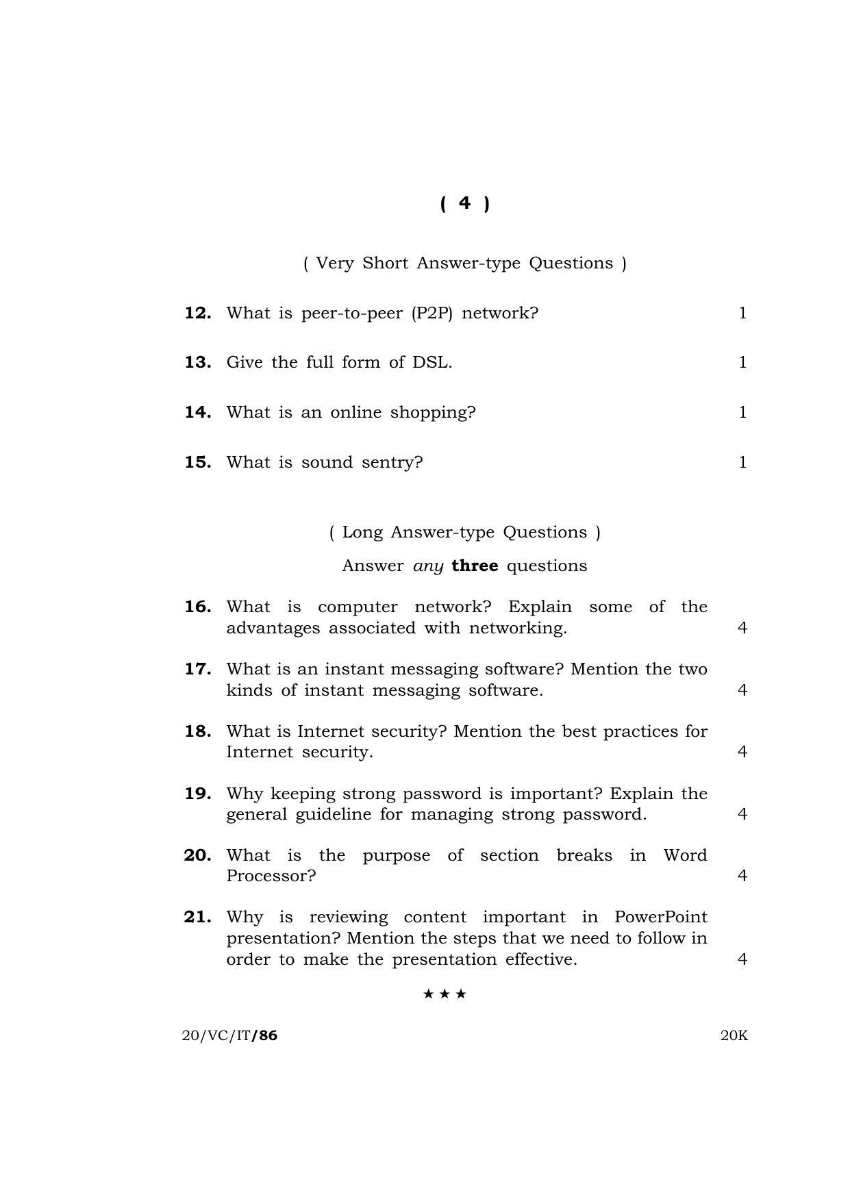 Meghalaya Board (MBOSE) Class 10 IT/ITeS ( Vocational Course ) 2020 Question Paper - Page 4