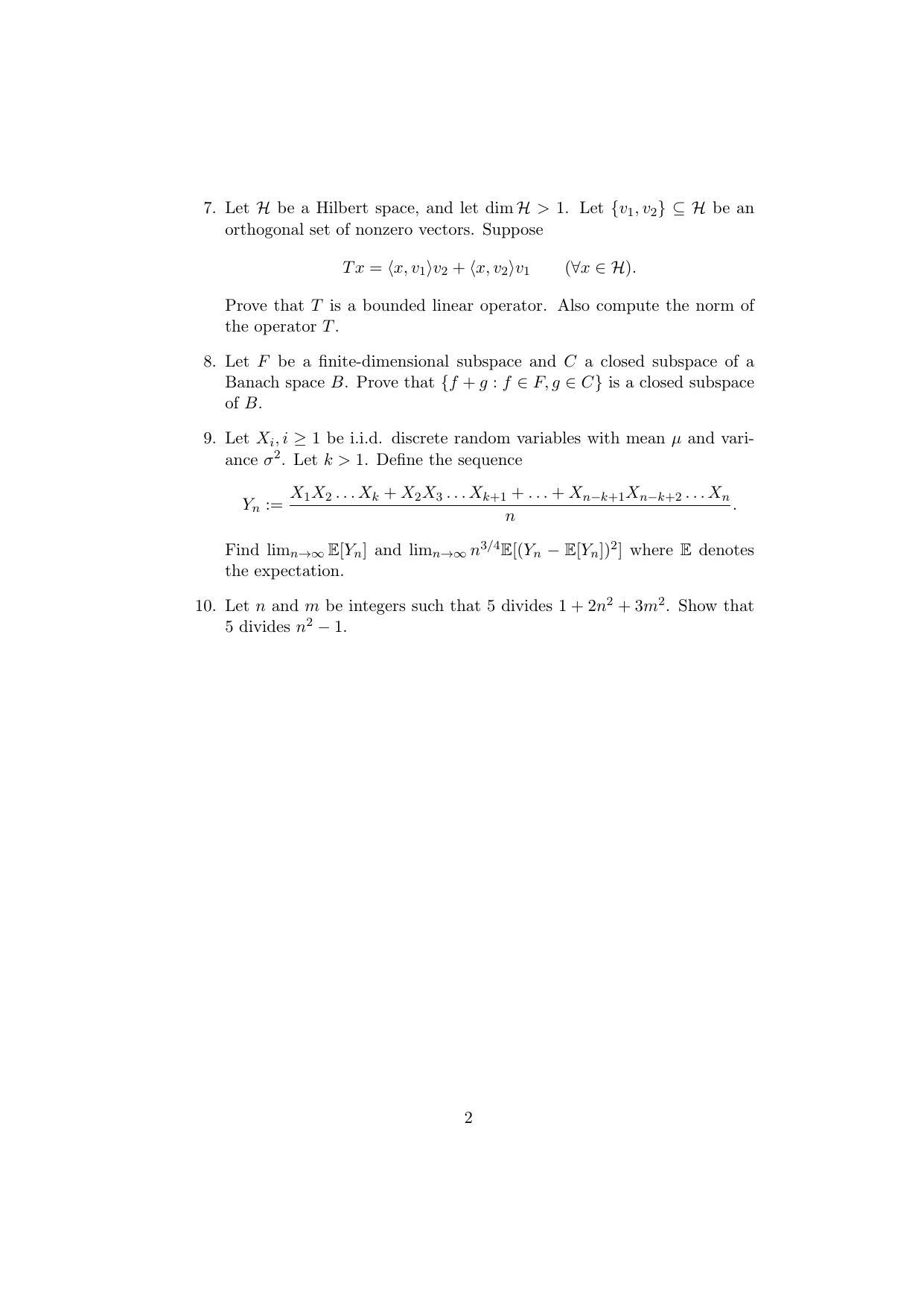 ISI Admission Test JRF in Mathematics MTB 2020 Sample Paper - Page 2