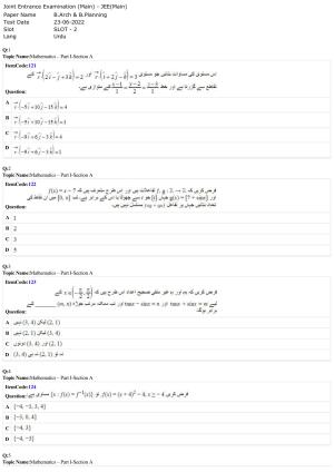 JEE Mains 2022: B Arch & B Planning Urdu (Shift A2) 23-06-2022 Question Paper