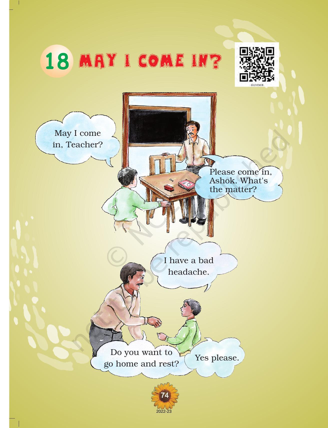 NCERT Book for Class 1 English (Raindrop):Unit 18-May I Come In? - Page 1