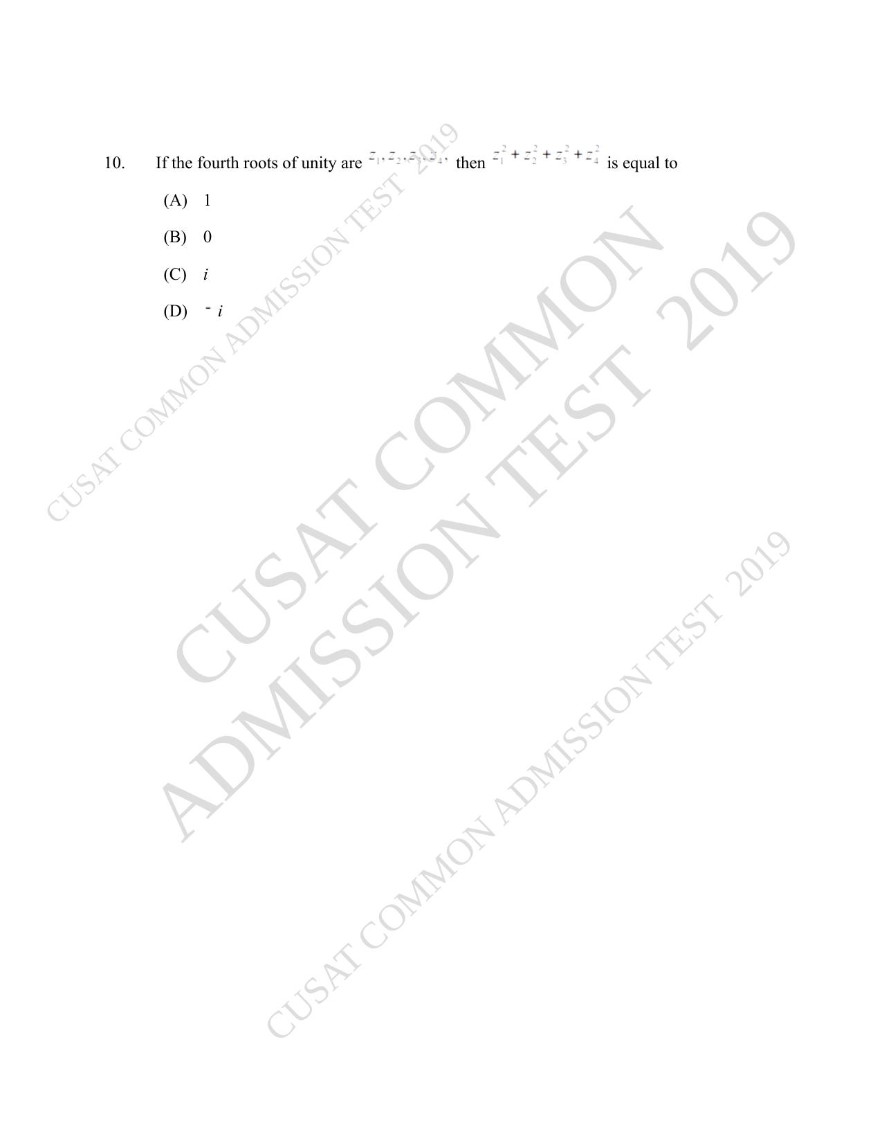 CUSAT CAT 2019 Msc Maths Question Paper With Answer Key - Page 3
