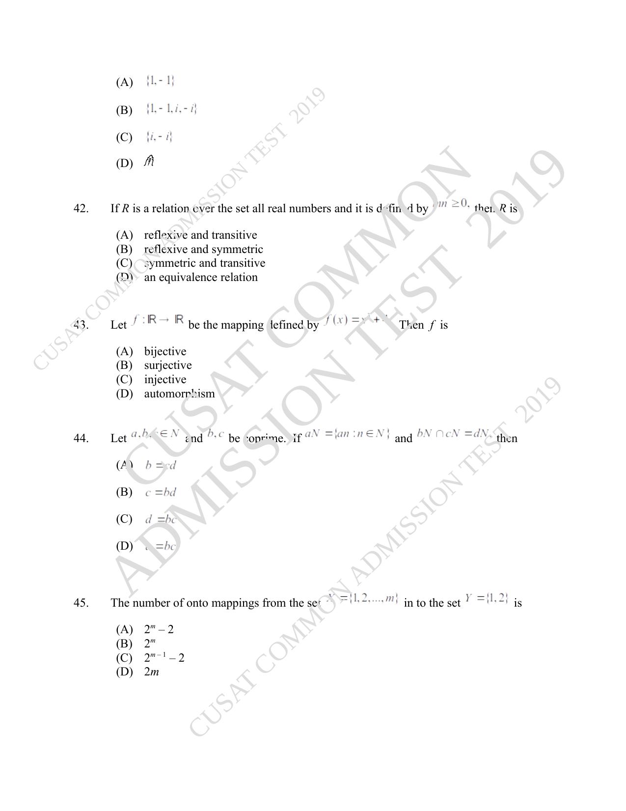 CUSAT CAT 2019 Msc Maths Question Paper With Answer Key - Page 13