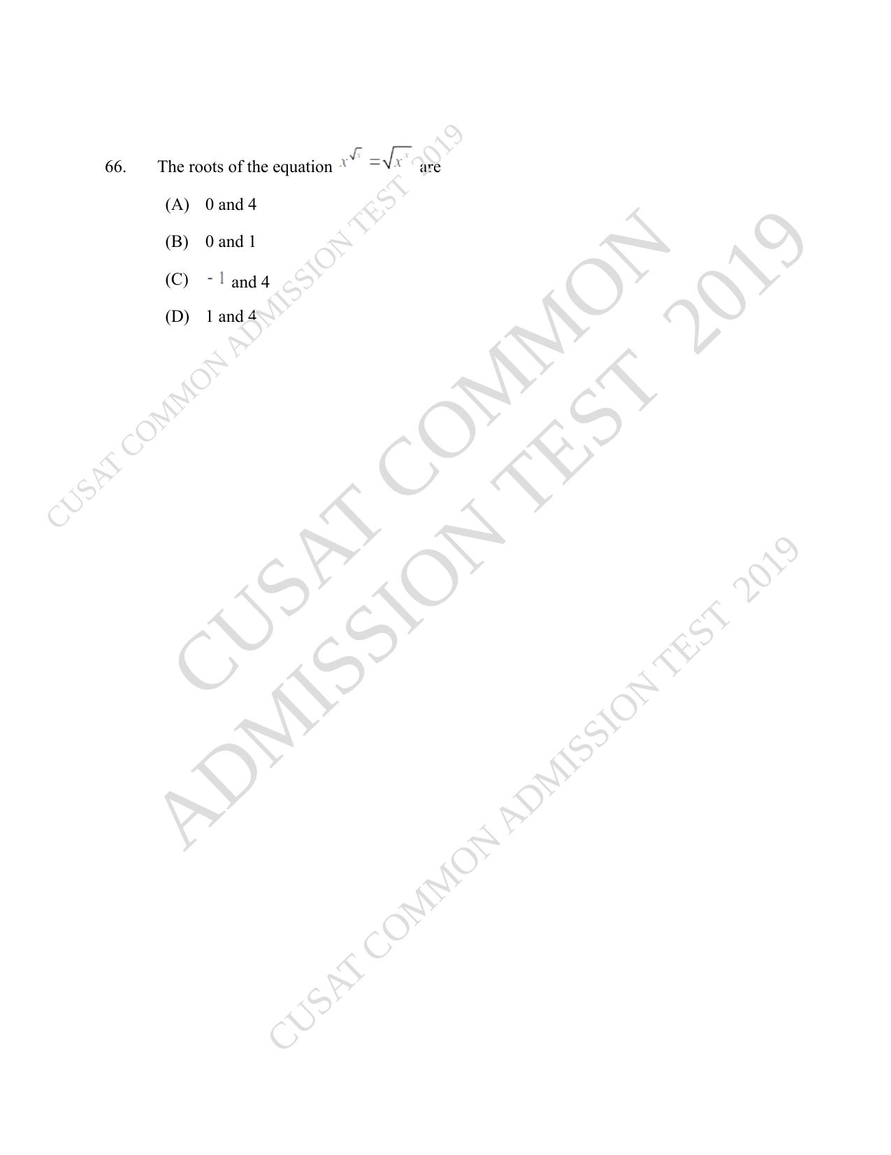 CUSAT CAT 2019 Msc Maths Question Paper With Answer Key - Page 20