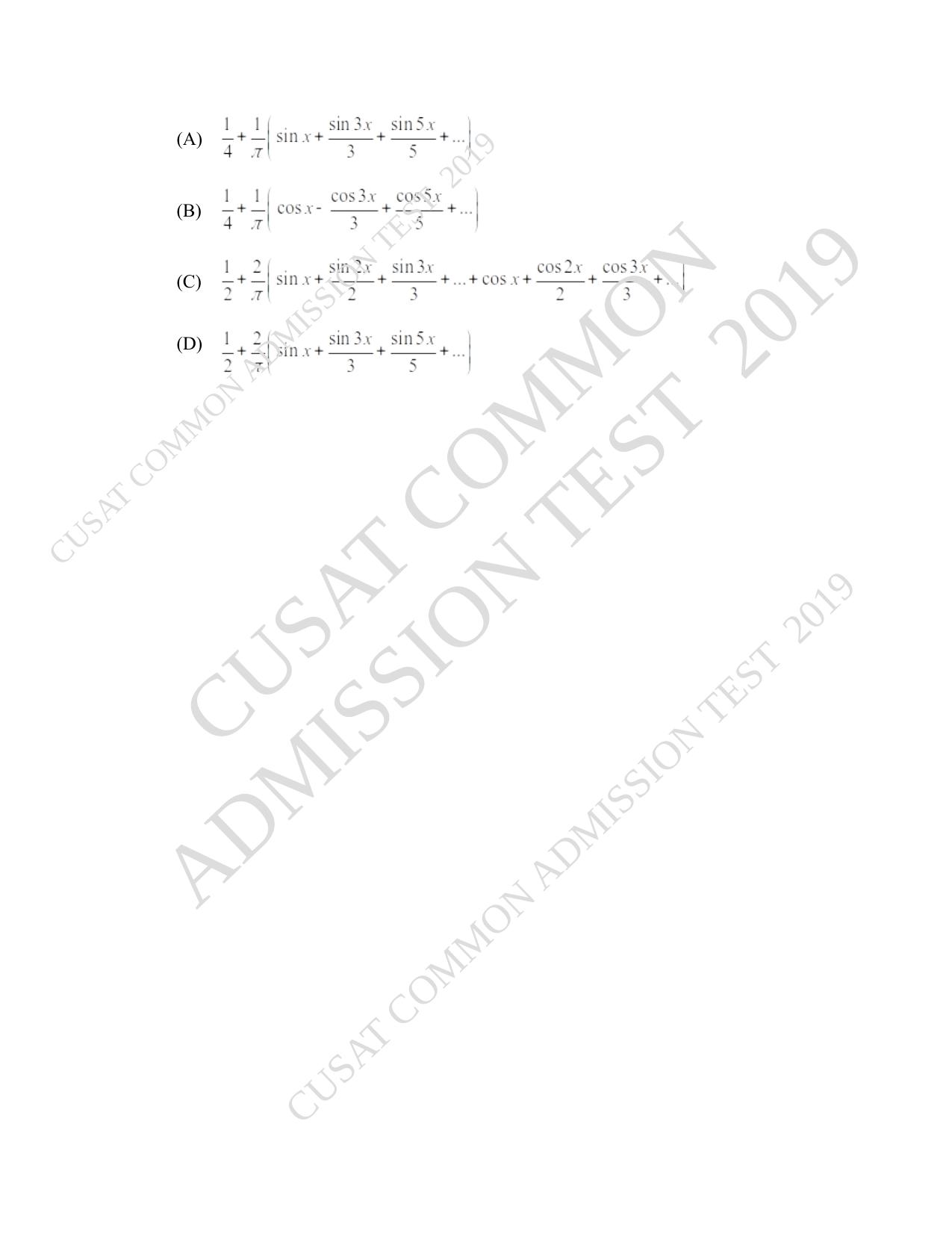 CUSAT CAT 2019 Msc Maths Question Paper With Answer Key - Page 35
