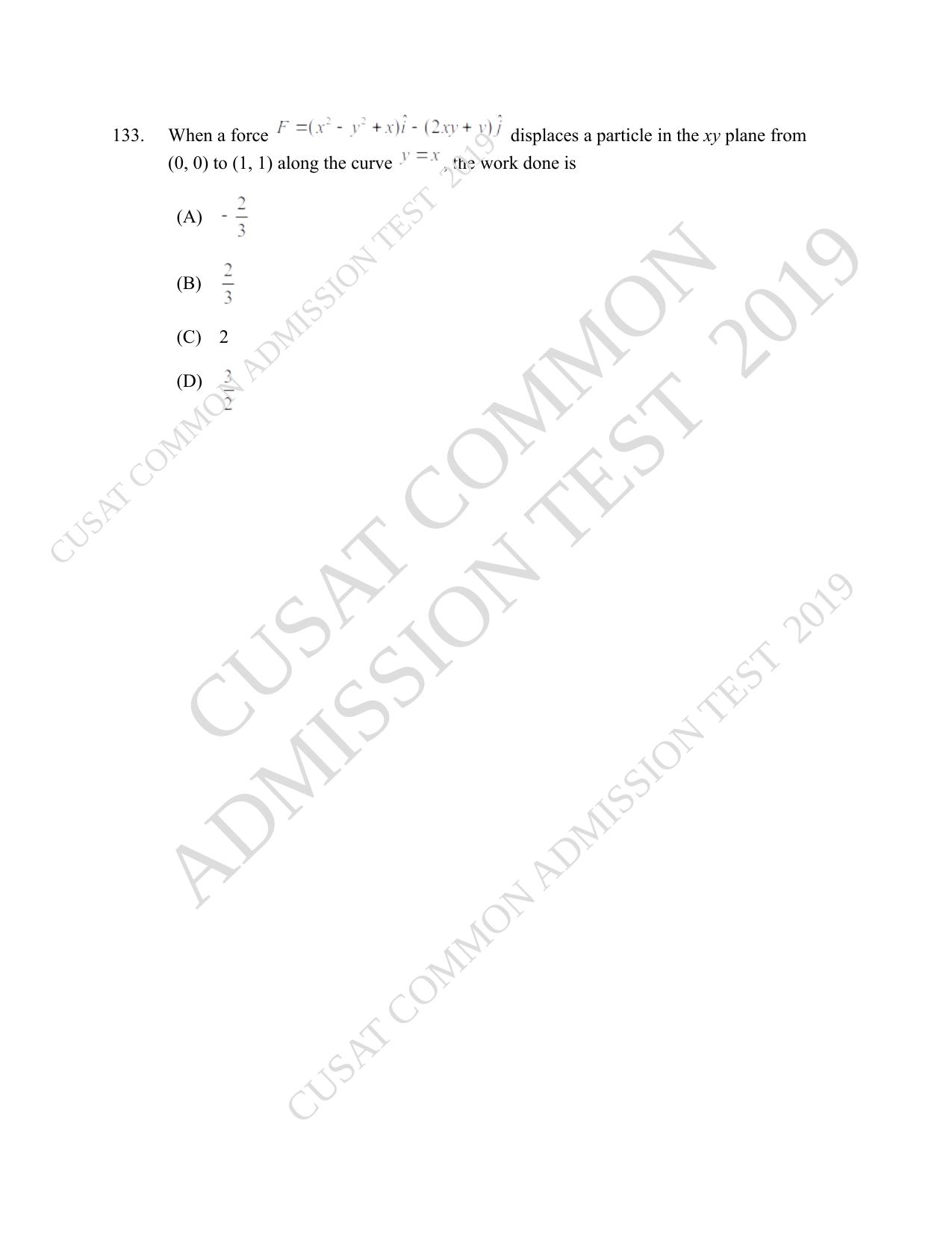 CUSAT CAT 2019 Msc Maths Question Paper With Answer Key - Page 46