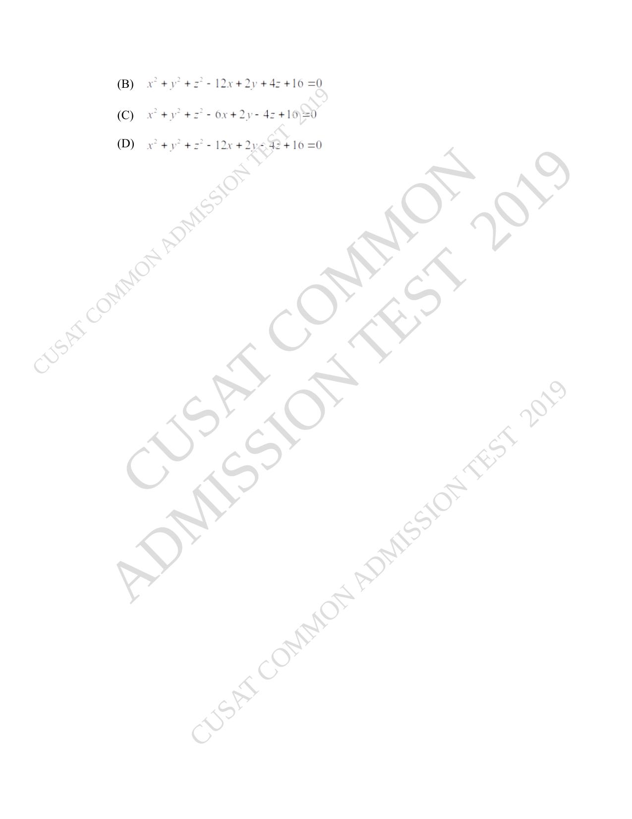CUSAT CAT 2019 Msc Maths Question Paper With Answer Key - Page 48