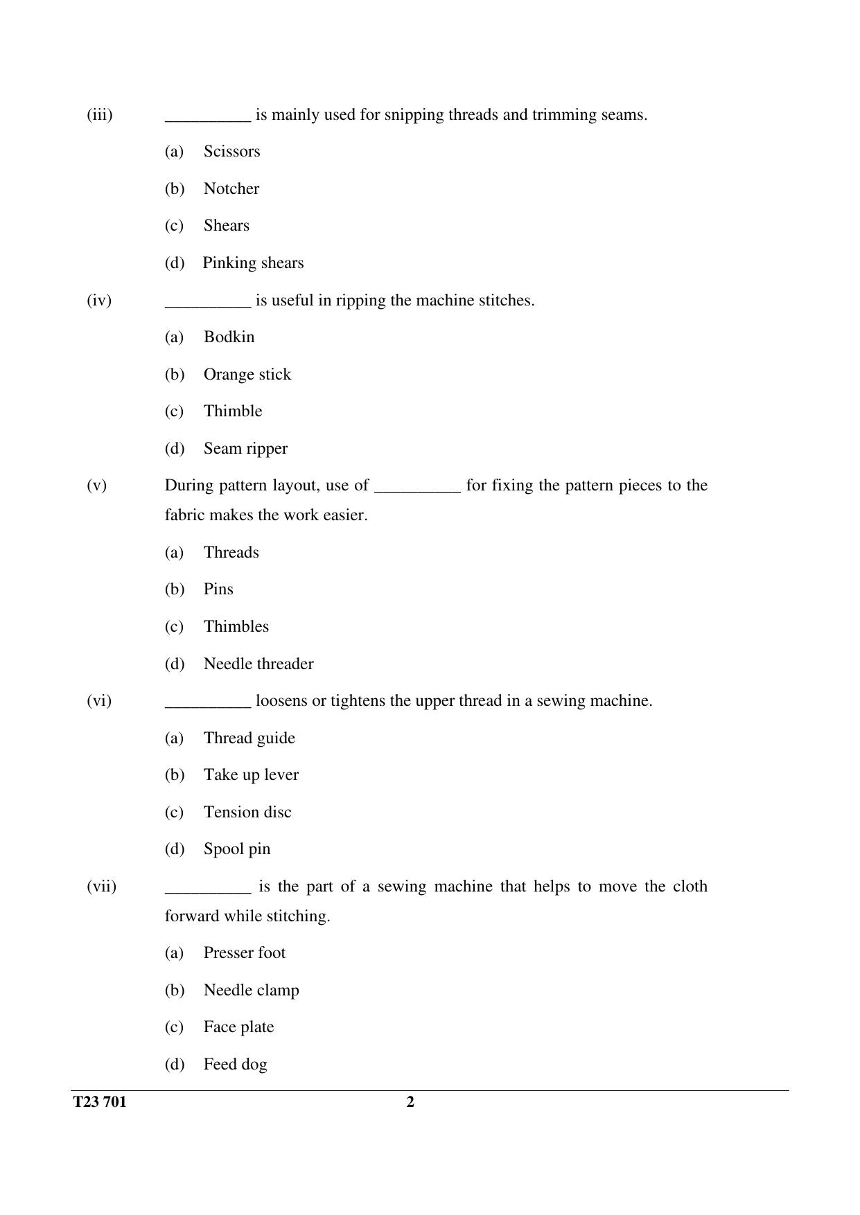 ICSE Class 10 FASHION DESIGNING 2023 Question Paper - Page 2