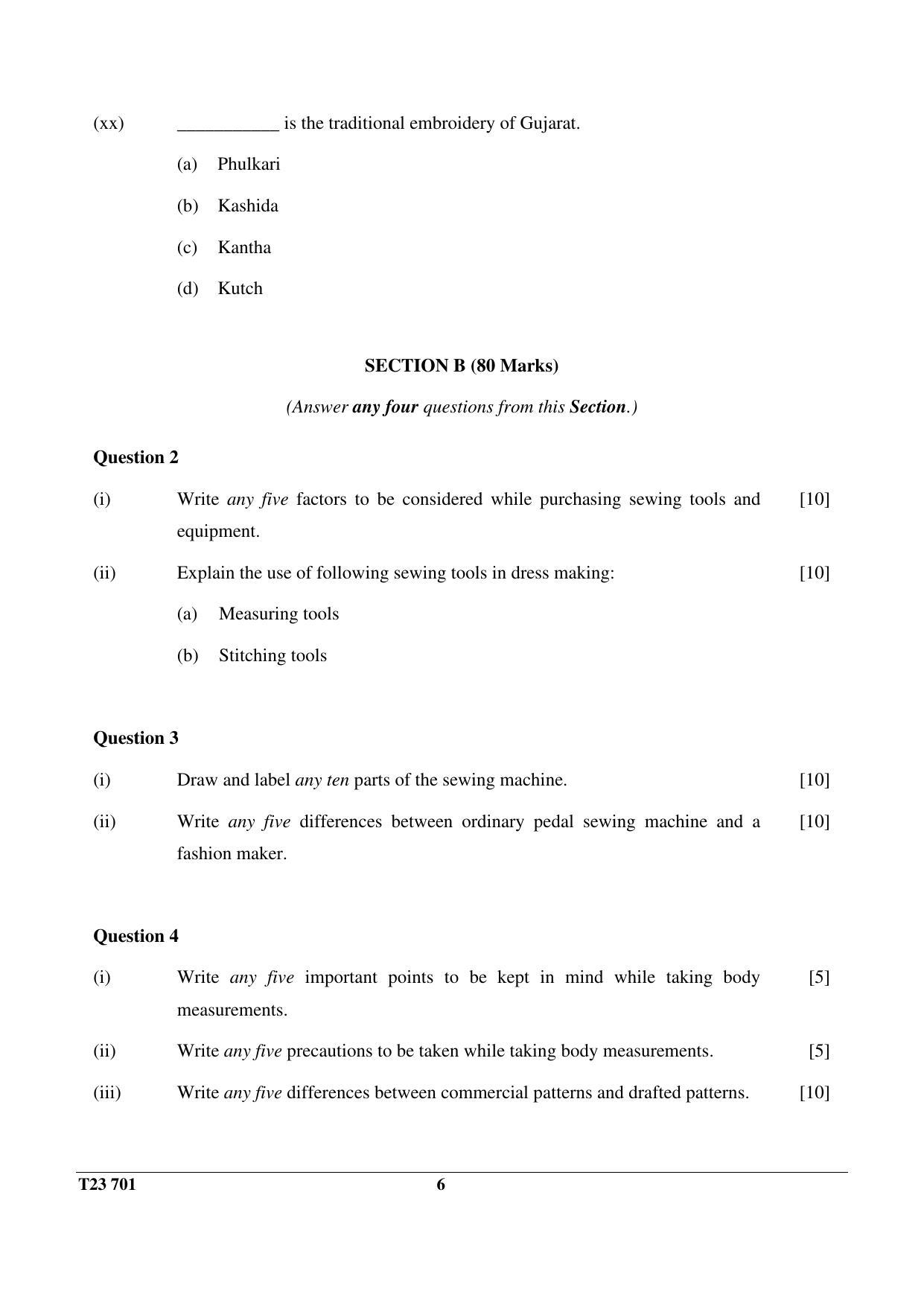 ICSE Class 10 FASHION DESIGNING 2023 Question Paper - Page 6