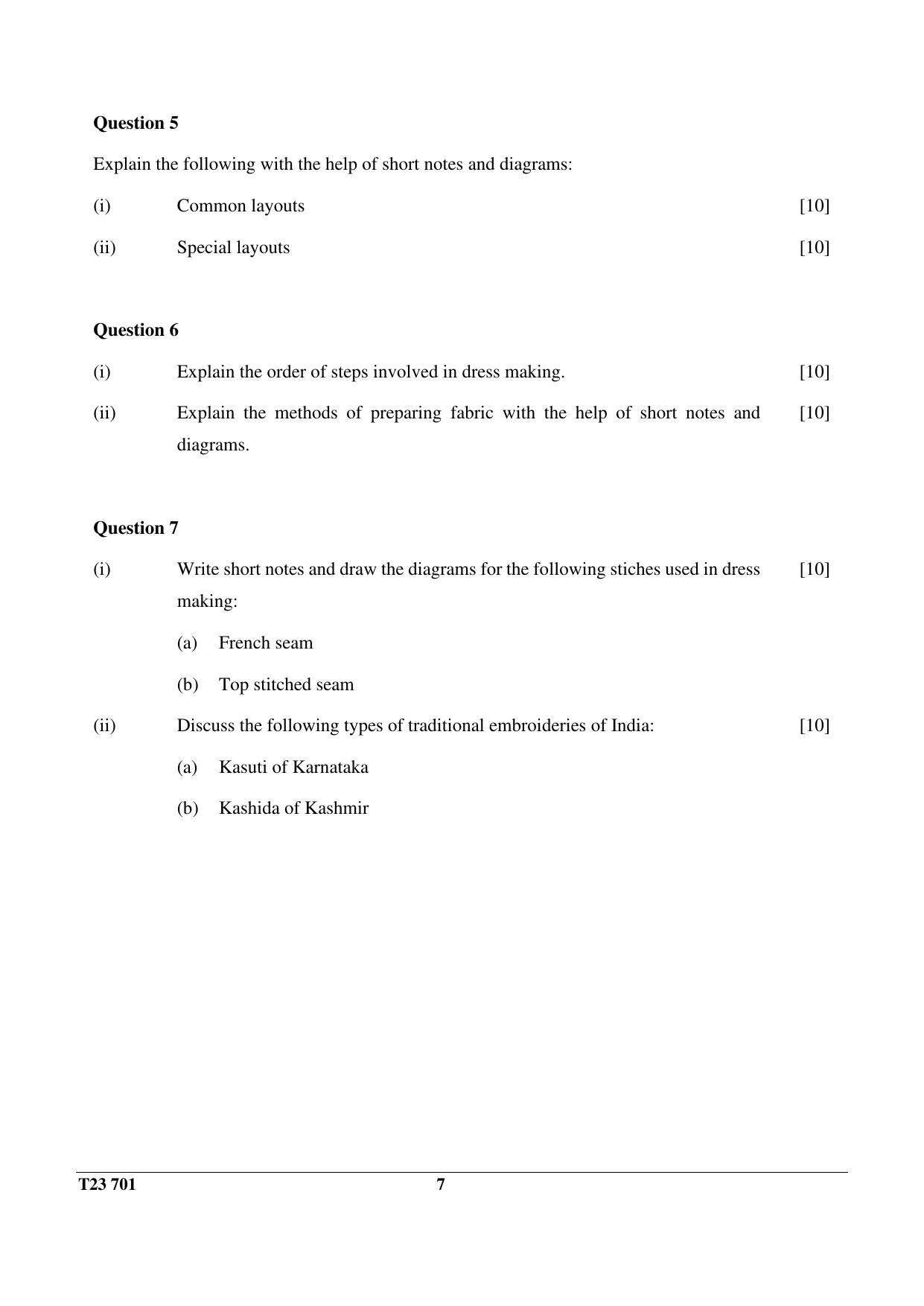 ICSE Class 10 FASHION DESIGNING 2023 Question Paper - Page 7