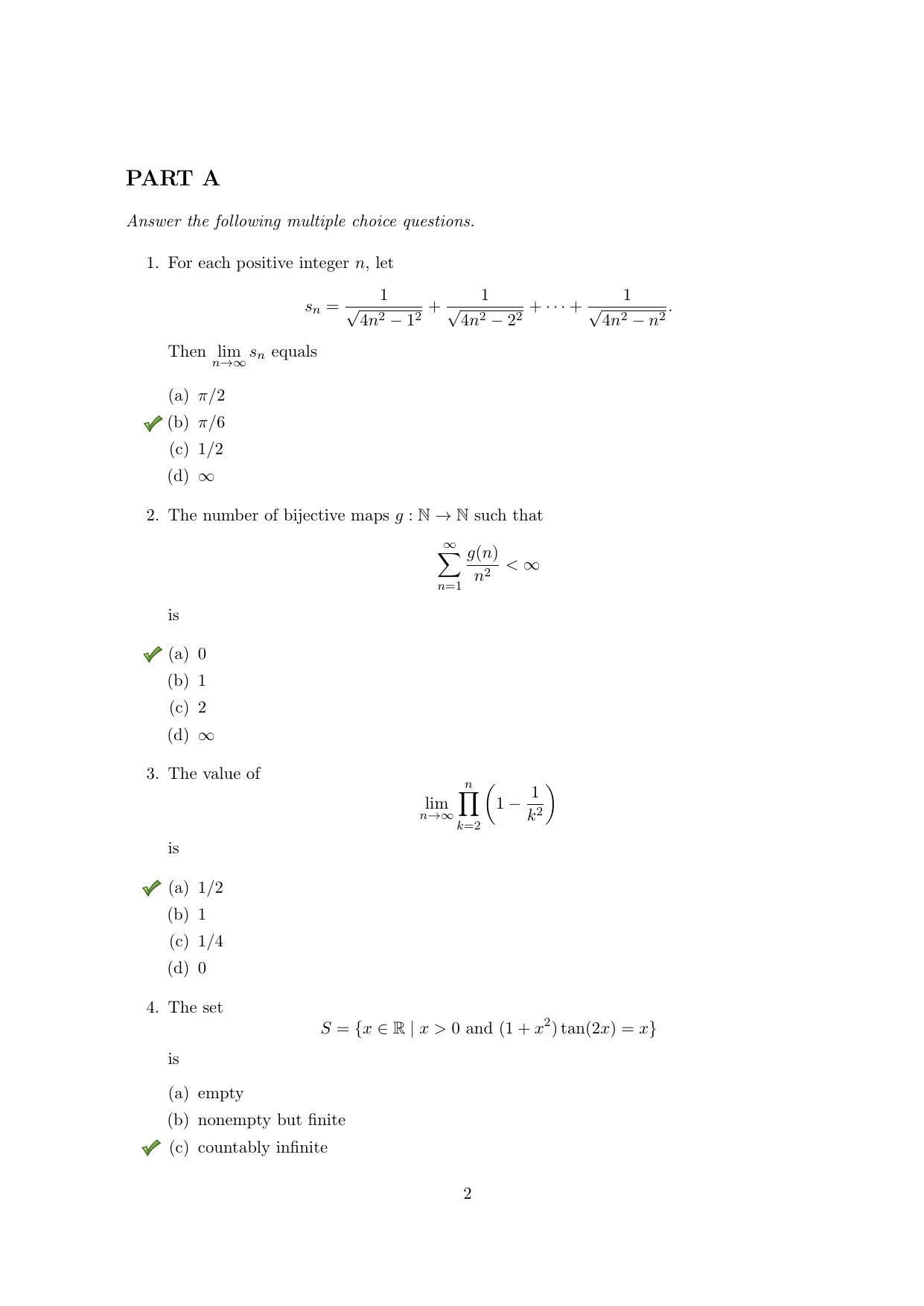 TIFR GS 2021 Mathematics Question Paper - Page 2