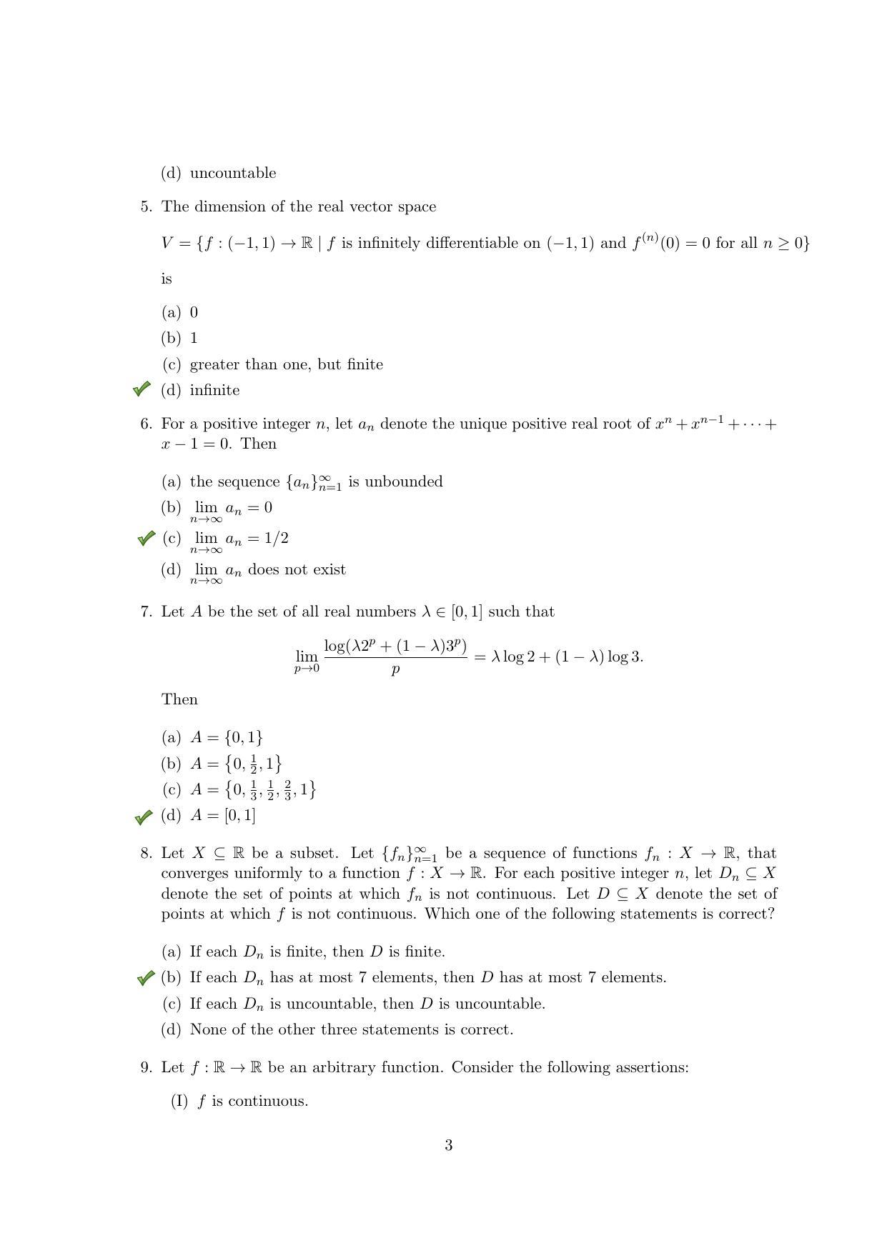 TIFR GS 2021 Mathematics Question Paper - Page 3