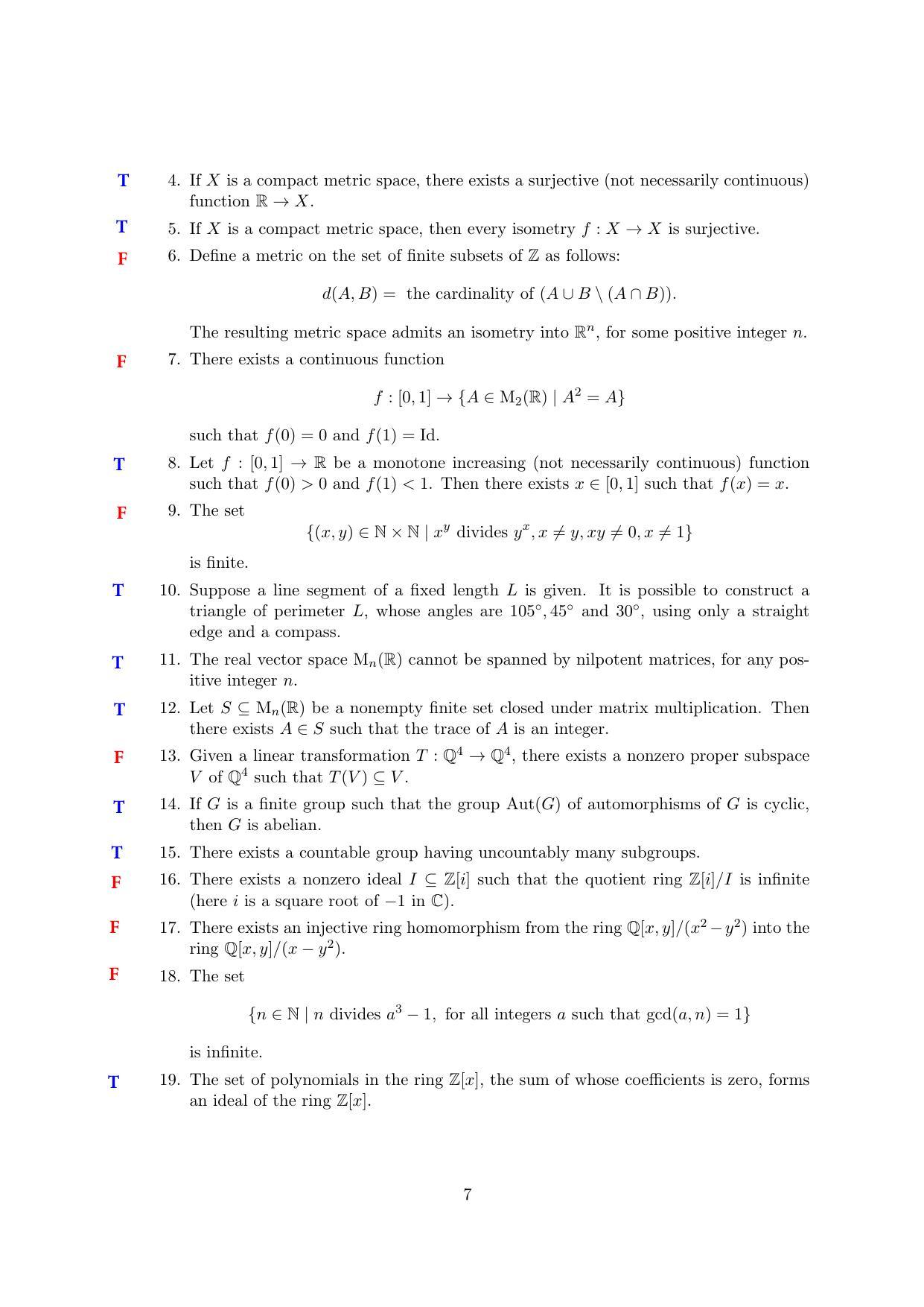 TIFR GS 2021 Mathematics Question Paper - Page 7