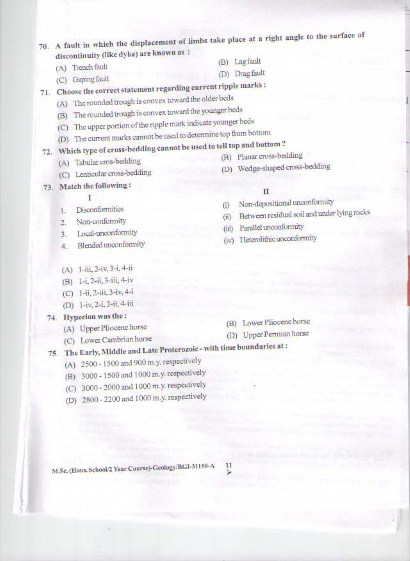 PU CET PG 2015: MSc (HS)(Geology) Question Paper - Page 10
