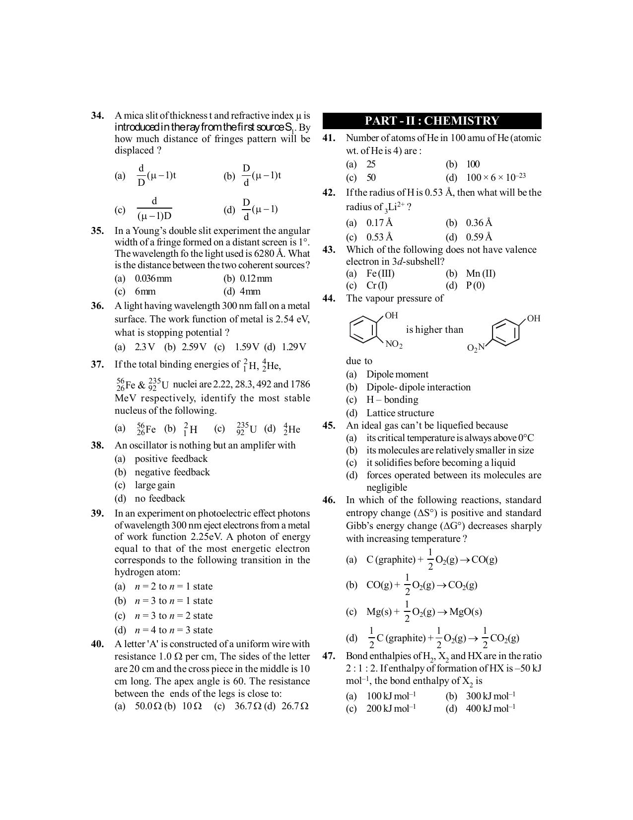 BITSAT 2012 Question Paper - Page 4