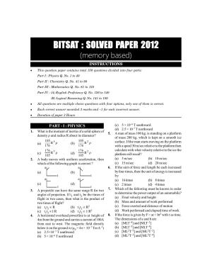 BITSAT 2012 Question Paper