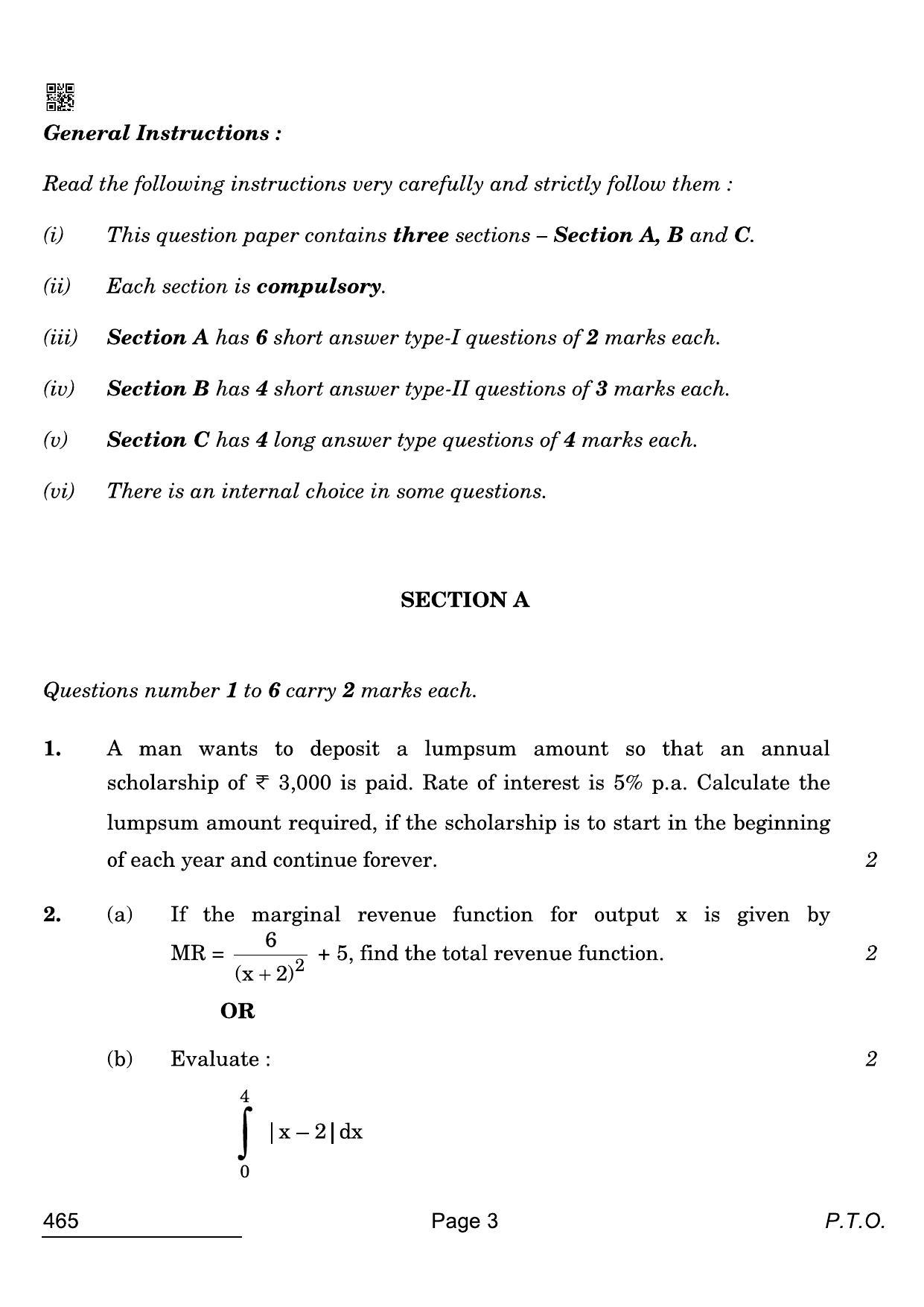 CBSE Class 12 465 Applied Mathematics 2022 Compartment Question Paper - Page 3
