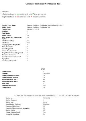 MP CPCT 16th June 2019 CPCT Question Paper Shift 2