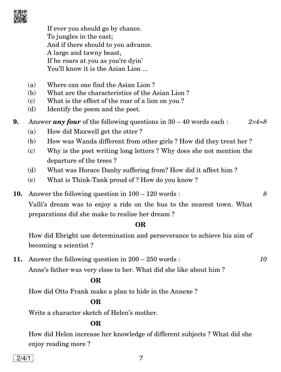 CBSE Class 10 2-4-1  ENGLISH LANGUAGE AND LETERATURE 2019 Question Paper - Page 7