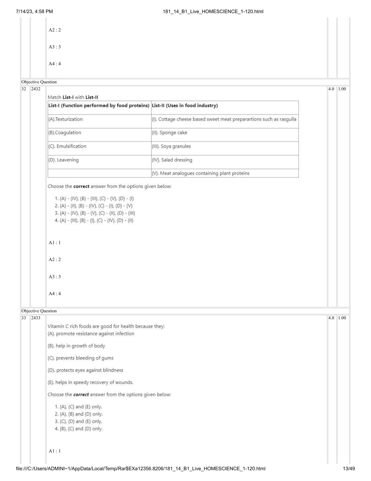 ICAR AIEEA PG 2023 HOME SCIENCE Question Paper- 14 July 2023 - Page 13